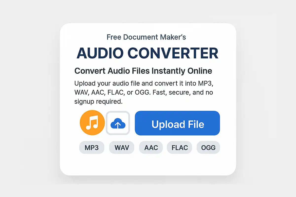 Convert audio files online free with Free Document Maker