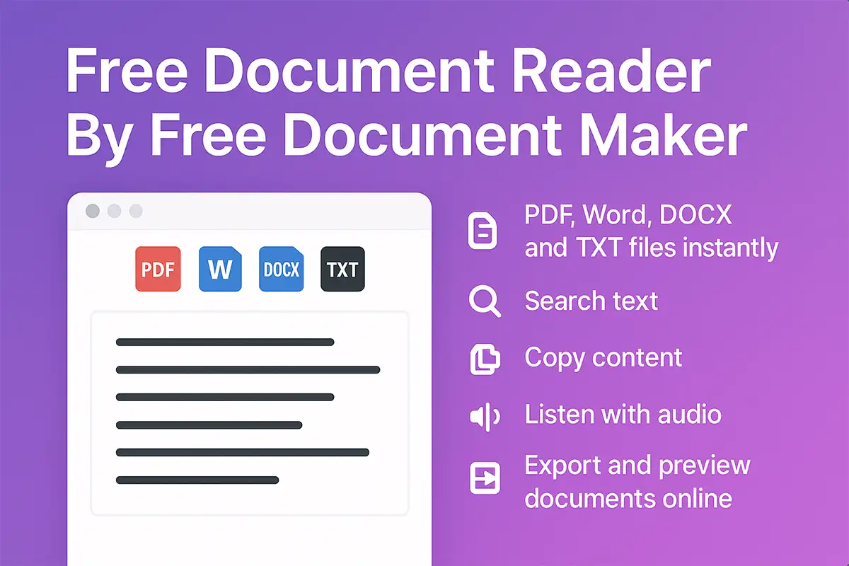 Preview of Free Document Maker Document Reader interface