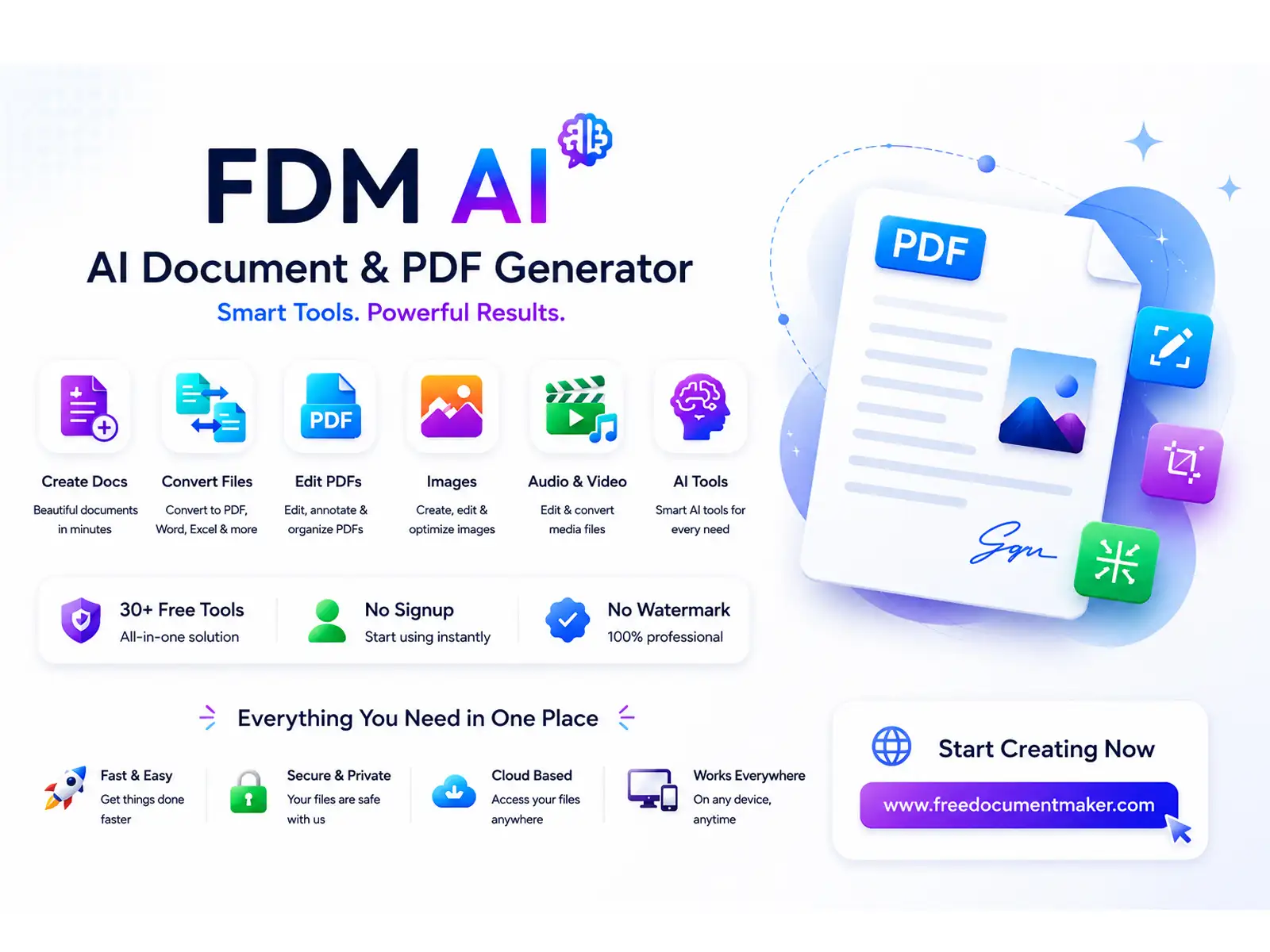 AI Doc Suite Interface: High-fidelity document generation, secure PDF editing, and AI-powered media conversion dashboard
