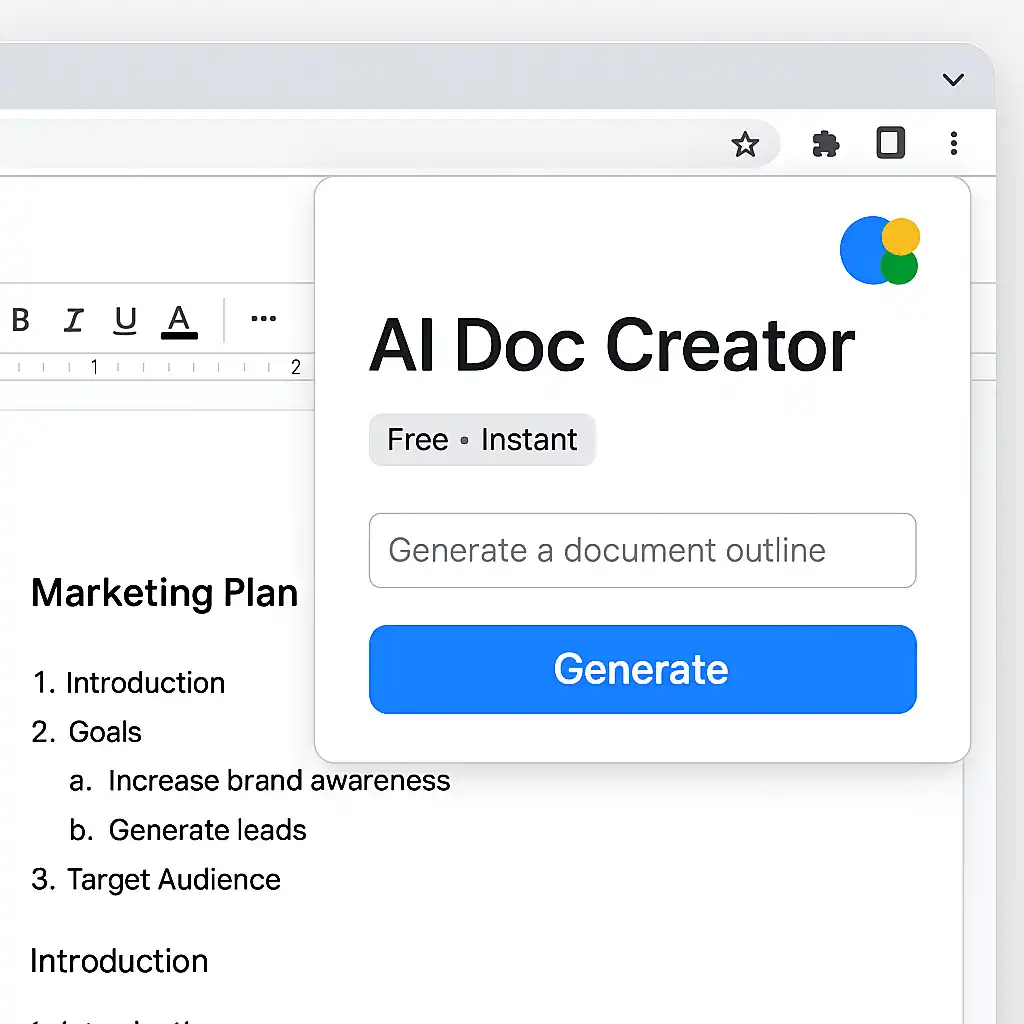 Screenshot of AI Doc Creator Chrome Extension