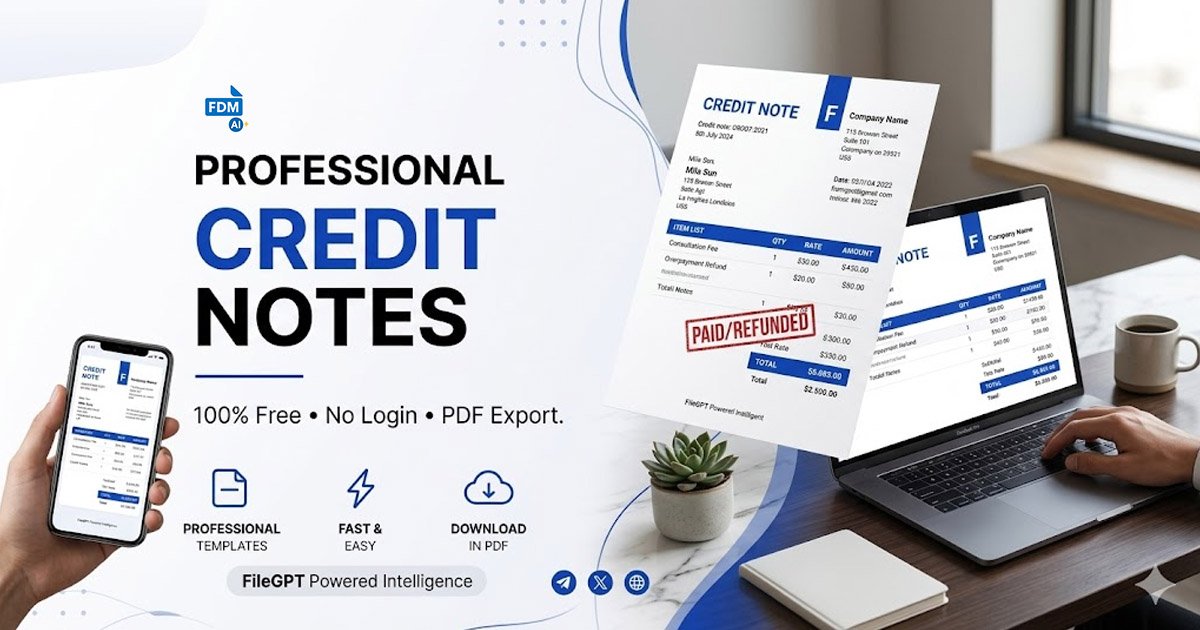 Free Online Credit Note Generator: Professional PDF Credit Memo Maker