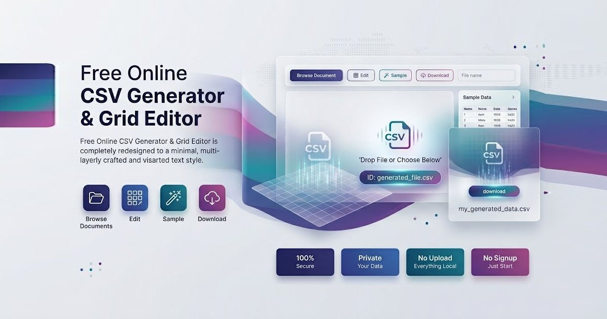 Free Online CSV Generator & Grid Editor: No Signup Needed
