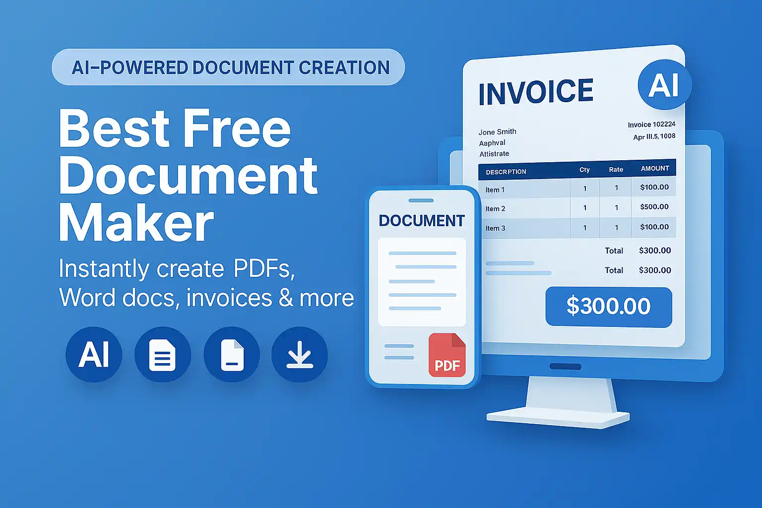 Free Document Maker – Create AI-powered PDFs, invoices, and documents free online