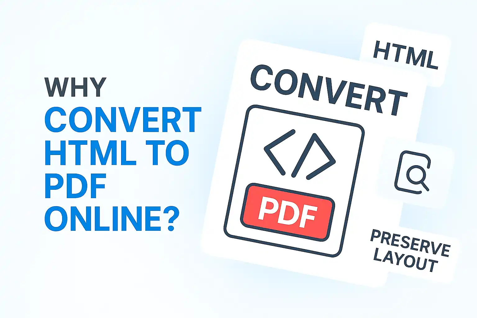 Illustration of HTML converting to clean PDF
