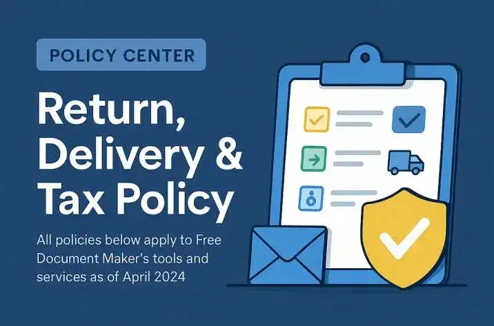Return, Delivery, and Tax Policy for Free Document Maker