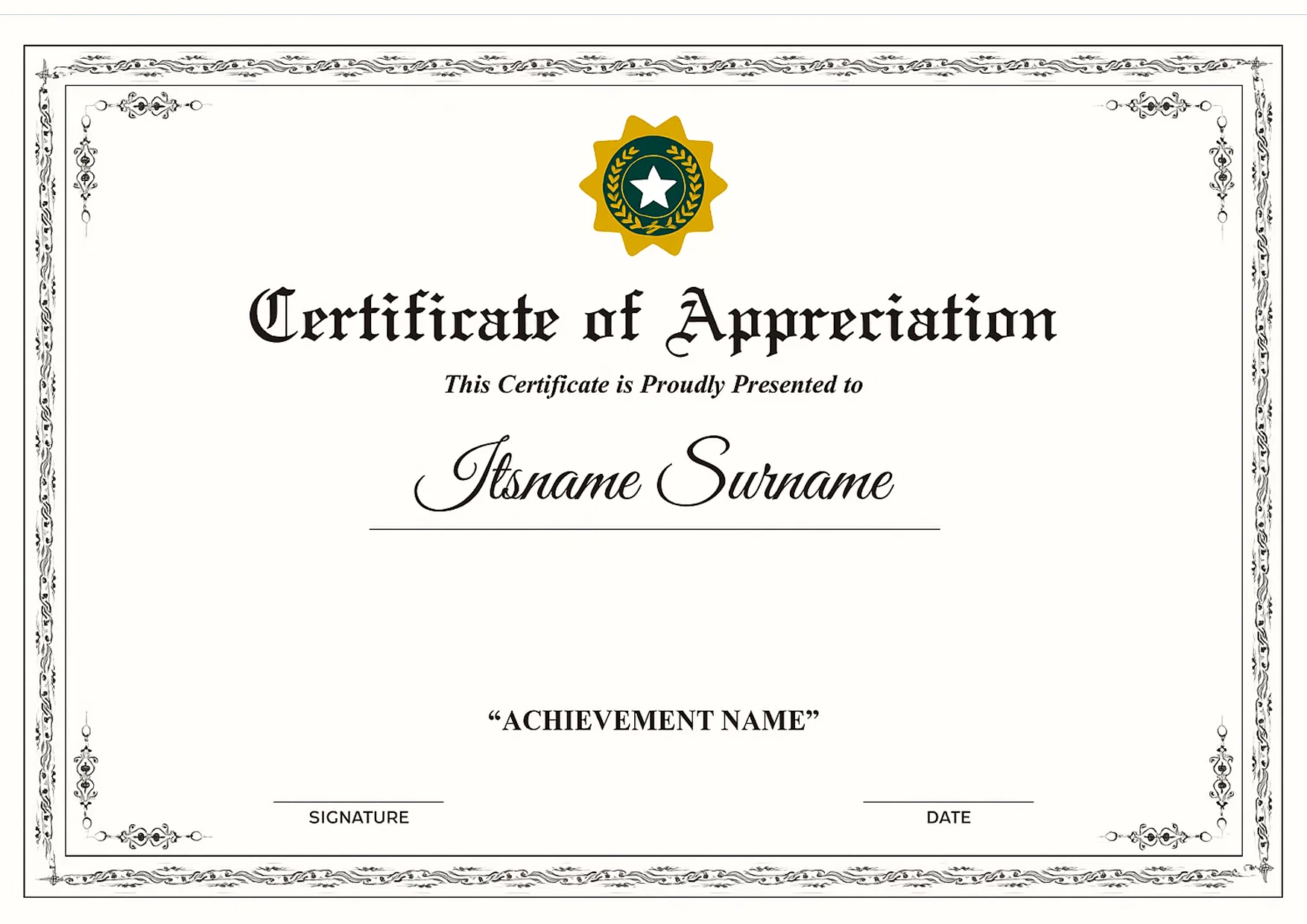 Participation Certificate Template in PDF format