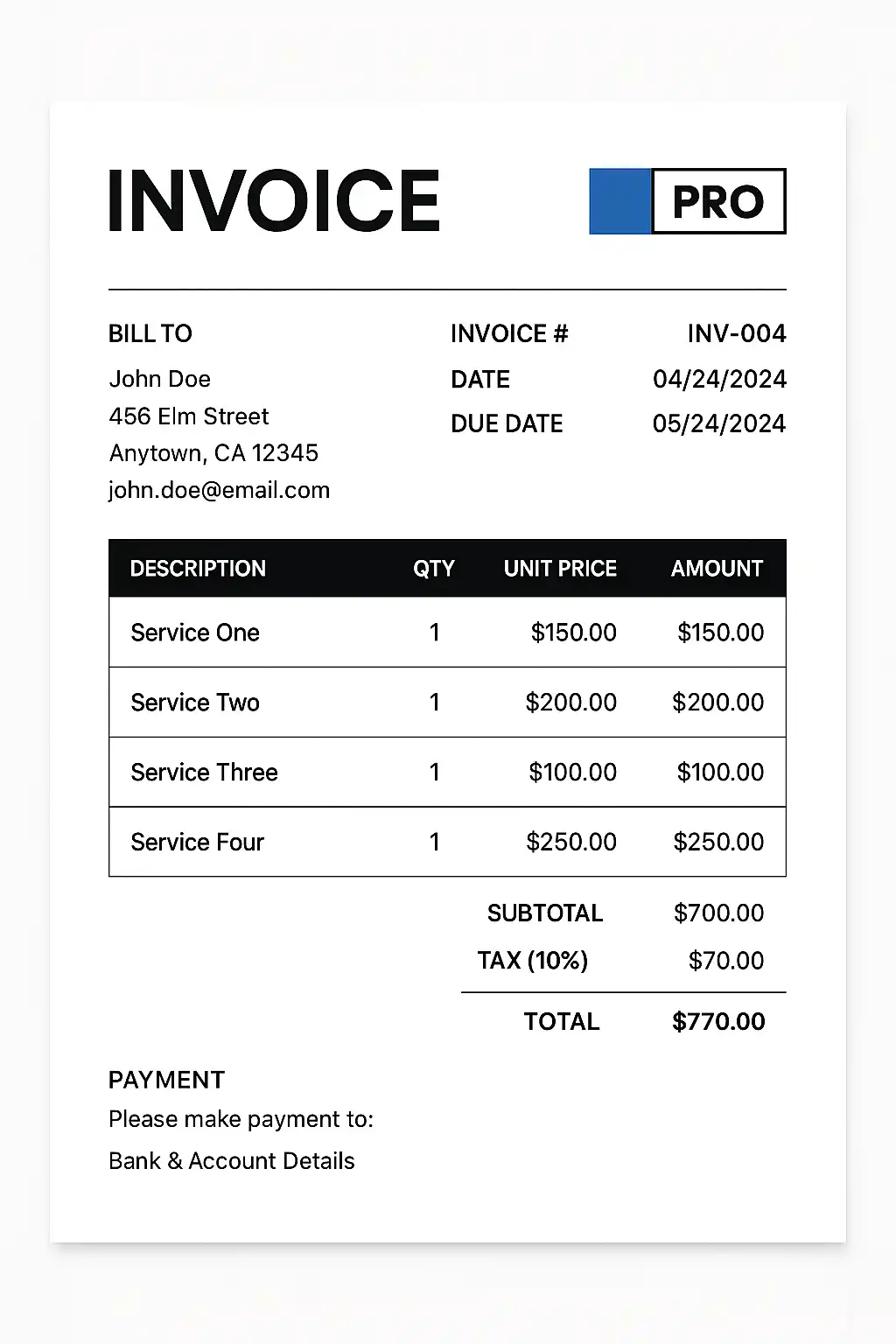 Preview of Modern Invoice Template