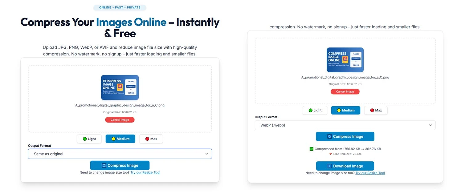 Step-by-step guide for Compress Image Online tool