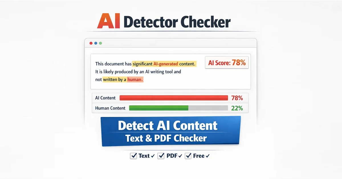 AI Detector Checker for Text PDF tool interface detecting AI generated content