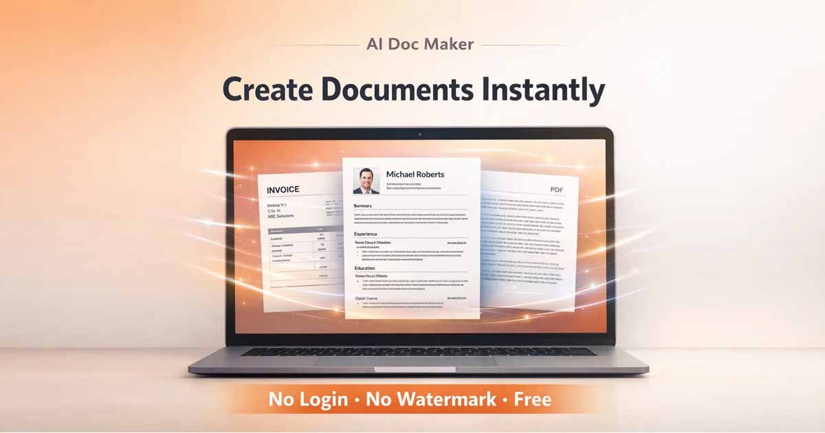 AI Doc Maker free document generator creating PDF and documents instantly online