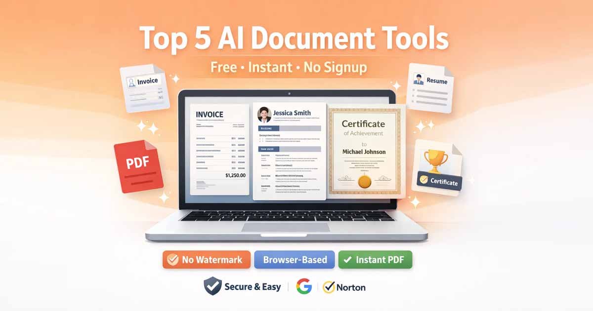 AI document generator tools for invoices, resumes, certificates, and PDFs online