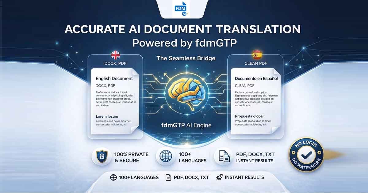 AI Document Translation fdmGTP: The seamless bridge for secure, private translation of global content, powered by FDM AI.