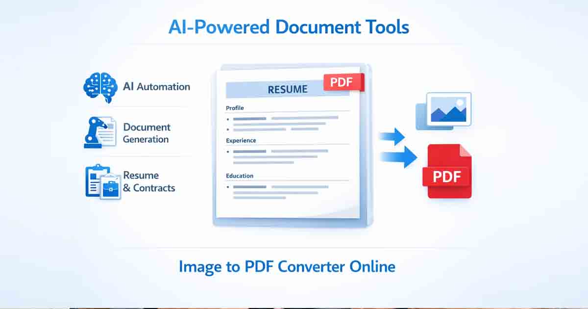 AI powered document tools and image to PDF converter creating professional documents online