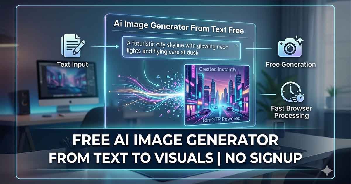 Using a free AI image generator to create professional futuristic art from text prompts without signups or watermarks at (FDM AI) Free Document Maker.