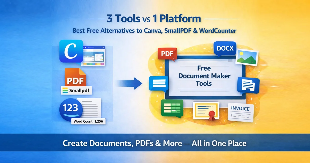 Free Document Maker alternative to Canva SmallPDF and WordCounter tools