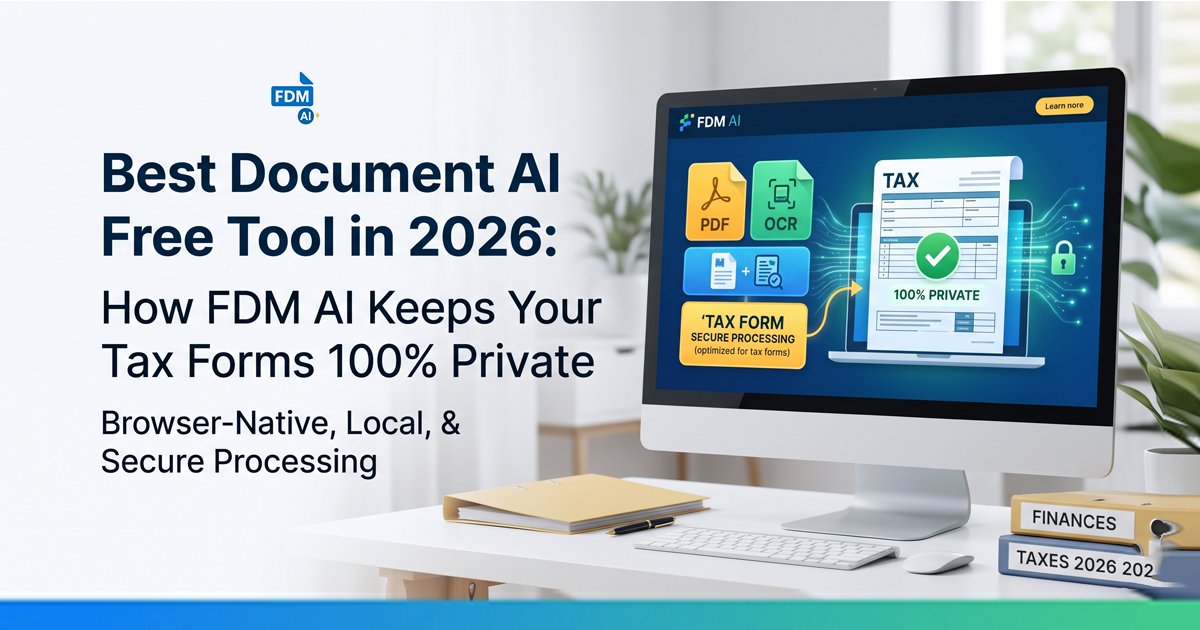 FDM AI secure document ai free desktop interface processing private 2026 tax forms locally.