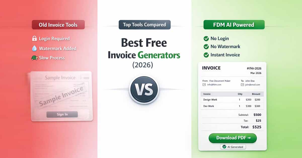 best free invoice generators 2026 no login no watermark invoice comparison preview