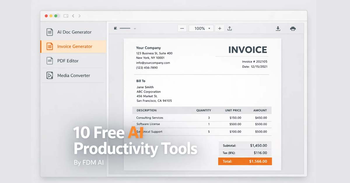 Browser-based AI productivity tools platform with no login and instant export