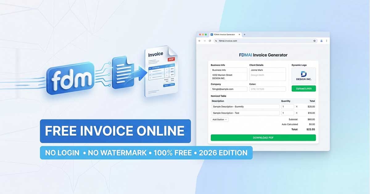 Create a Free Invoice Online with FDM AI Generator 2026 Interface