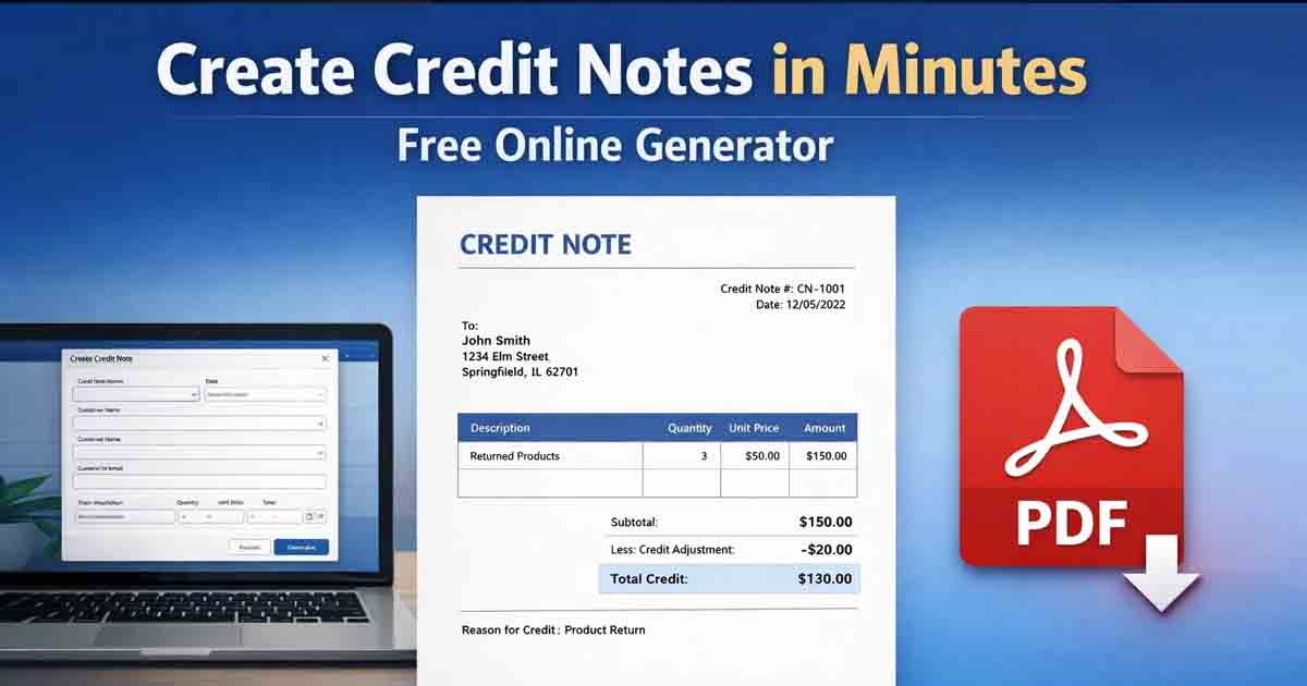Create professional credit note online using free credit note generator - FDM AI