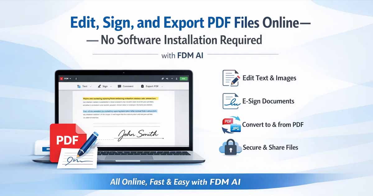 Edit, sign, and export PDF files online without installing software using FDM AI PDF editor