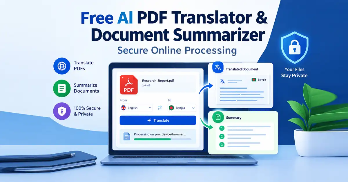 Free AI PDF translator and document summarizer processing files online in a browser