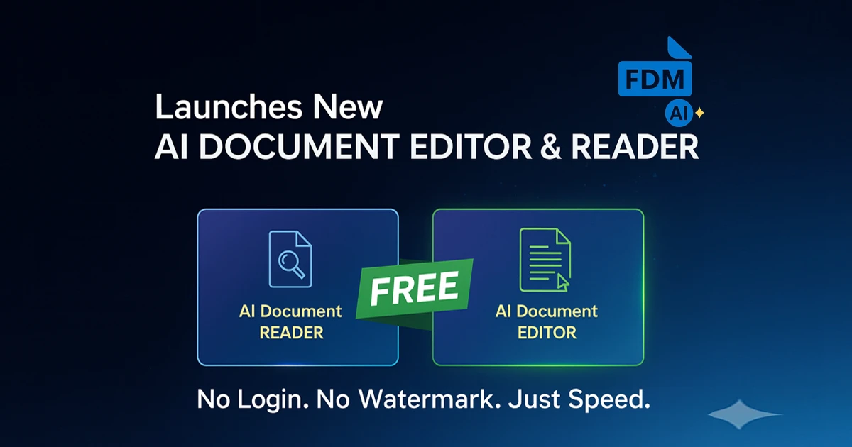 Free Document Maker launches new AI Document Editor and Reader — Free online tools to read, edit, and export PDF, Word, and TXT files with no login, no watermark, and lightning-fast performance.