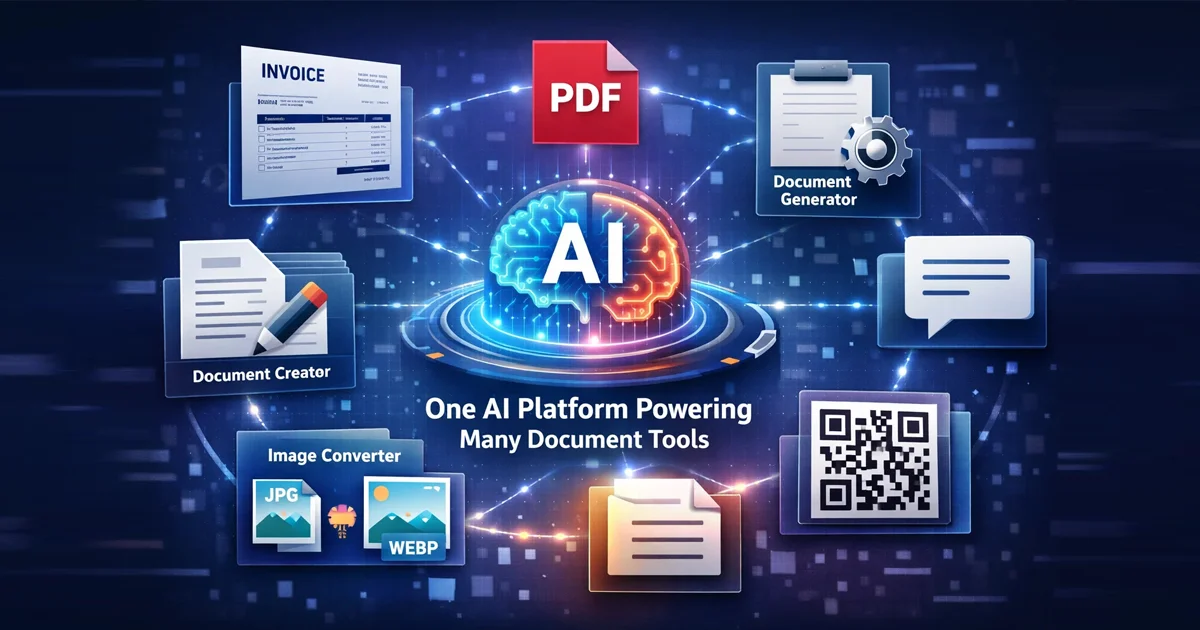 AI-powered document tools platform Free Document Maker generating PDFs, images, and smart documents