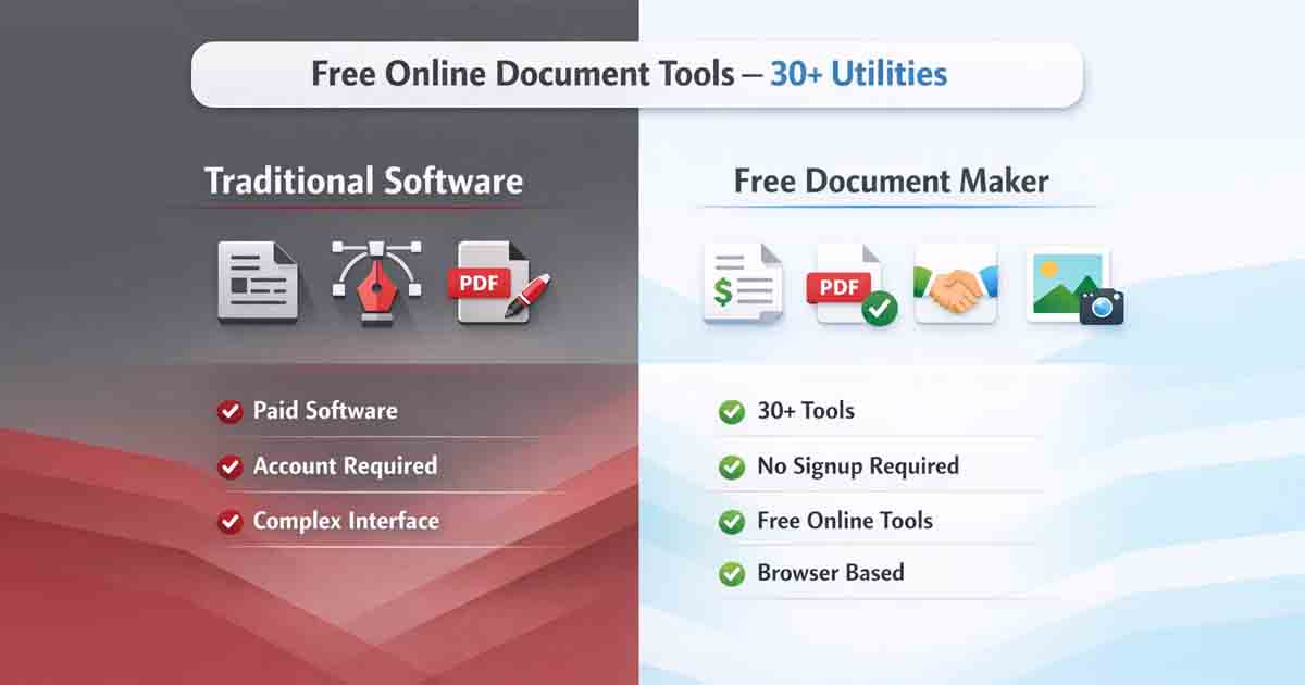 AI document tools platform with invoice generator PDF converter and online productivity utilities