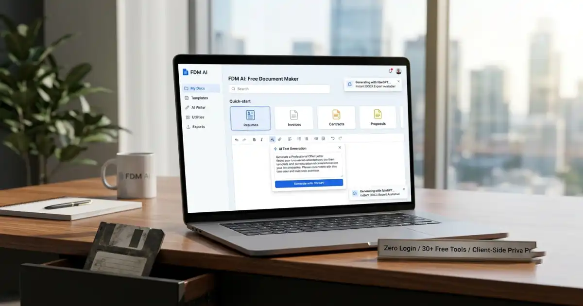 FDM AI: Free Document Maker Like Word Dashboard Workspace