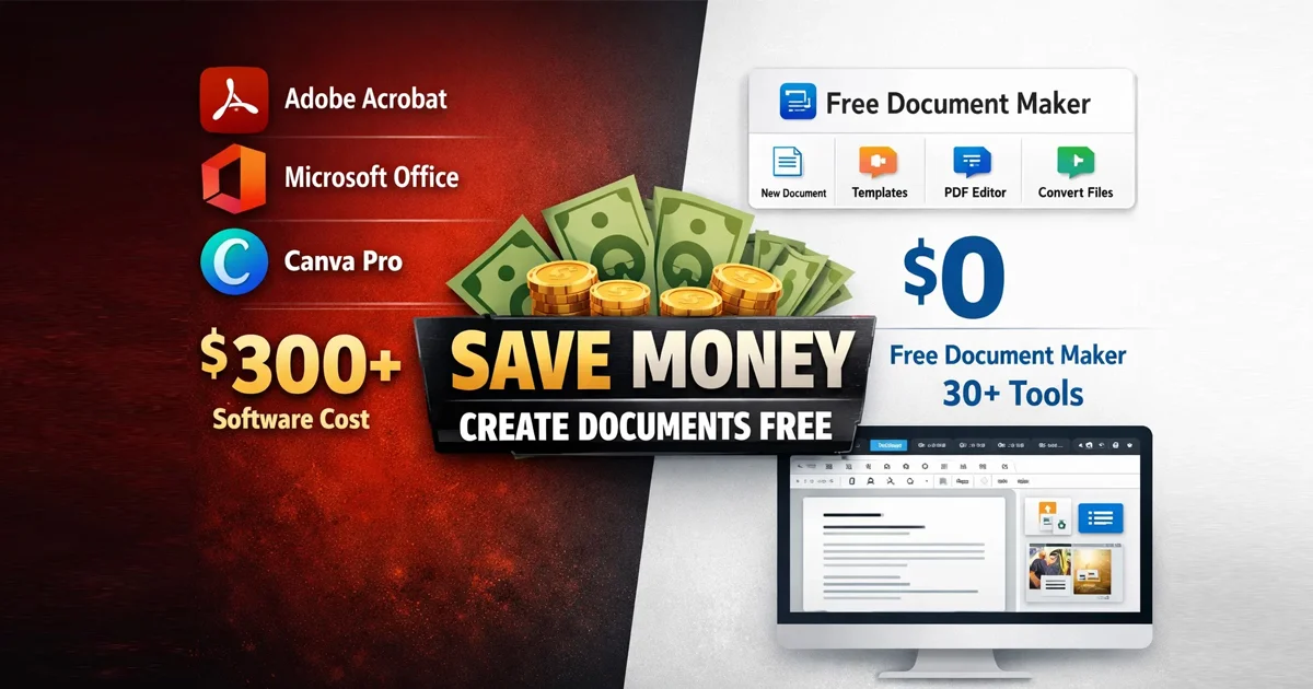 Free Document Maker saves money by replacing expensive document software with free AI tools