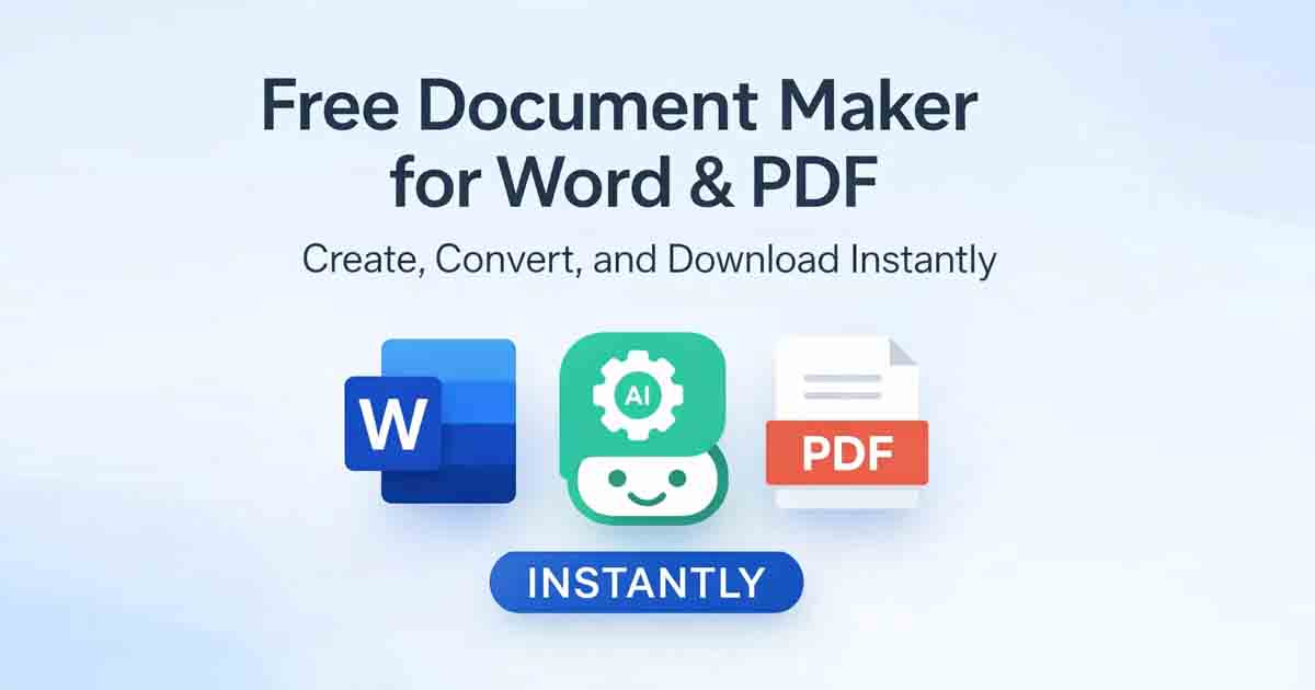 Free Document Maker (FDM AI) creating Word documents and converting files to PDF online