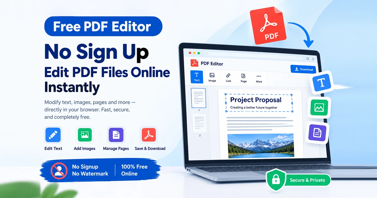 Free PDF editor online editing a document in a web browser with zero sign-up