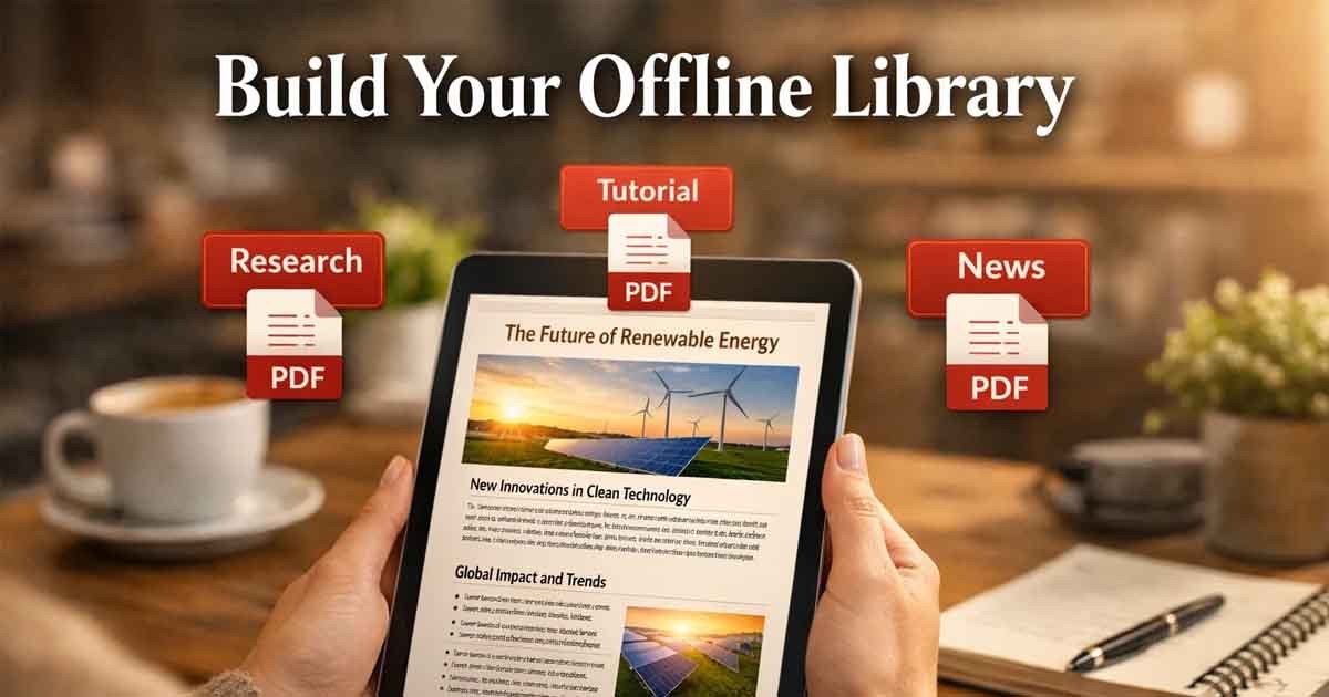 A screenshot showing how to save web article as PDF using a free online converter tool