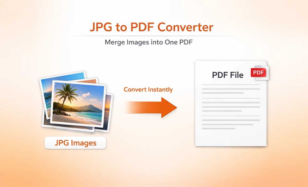JPG to PDF converter showing multiple images converted into a single PDF document online