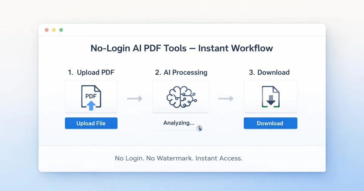 no-login AI PDF tools instant browser workflow interface