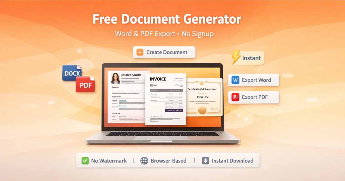 online document generator creating and exporting word and pdf documents instantly