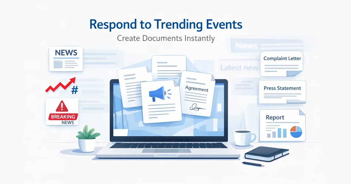 Using online document tools to respond to trending news and events with professional documents