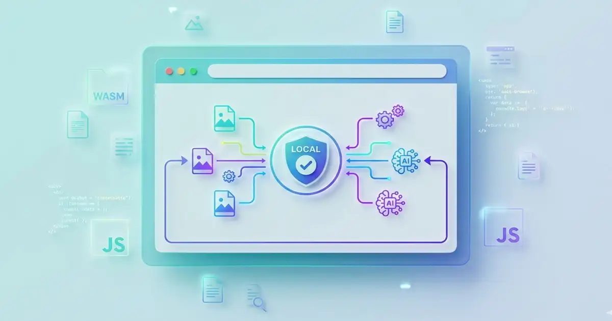 Secure online image editor processing graphics locally in a browser interface with WebAssembly and JavaScript nodes.