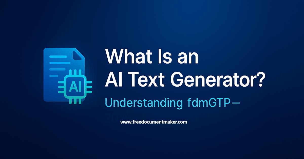 What Is an AI Text Generator – Understanding fdmGTP, the new browser-based AI engine by Free Document Maker (FDM AI)